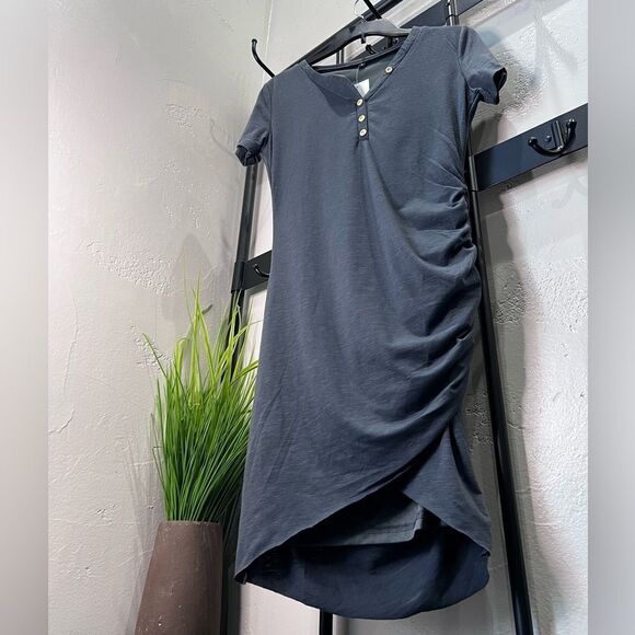 Bodycon Rutched Dress V Neck Short Sleeve T Shirt Mini Dress Size Small - Picture 7 of 16